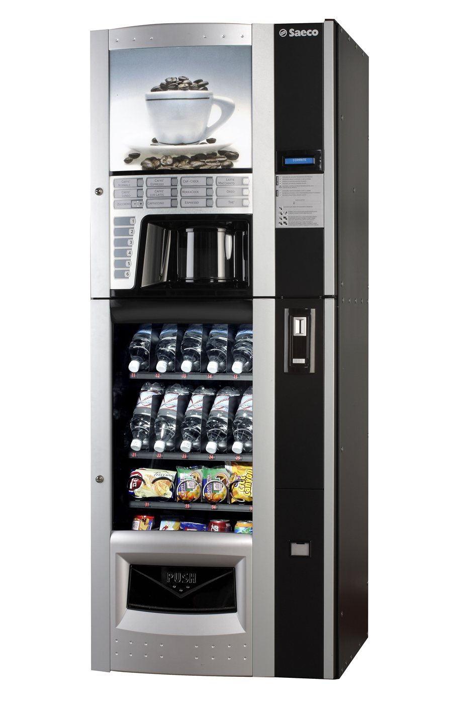 Máquina combinada Saeco de Sajara Vending: café, snacks y refrescos en un solo equipo
